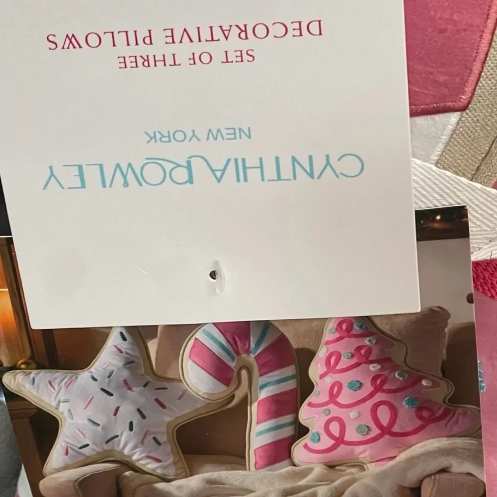Cynthia Rowley Pink and White Star and Candy Cane Pillows